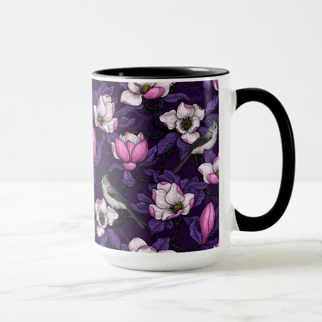 Blooming magnolia and titmouse bird 4 mug (Right)