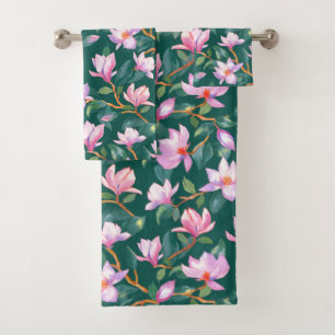 Blooming magnolia bath towel set