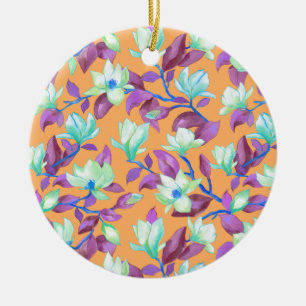 Blooming magnolia on vanilla sky ceramic tree decoration