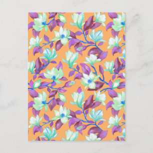 Blooming magnolia on vanilla sky postcard