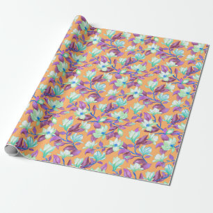 Blooming magnolia on vanilla sky wrapping paper