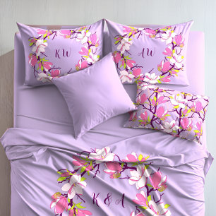 Blooming Magnolia Personalised Pair of Pillowcases