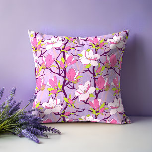 Blooming Magnolia Throw Pillow