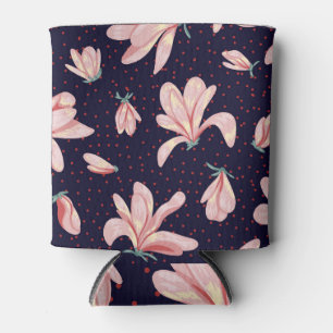 Blooming magnolias, hand-drawn vintage pattern. can cooler