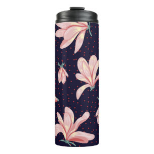 Blooming magnolias, hand-drawn vintage pattern. thermal tumbler