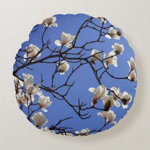 Blooming Magnolias Round Cushion