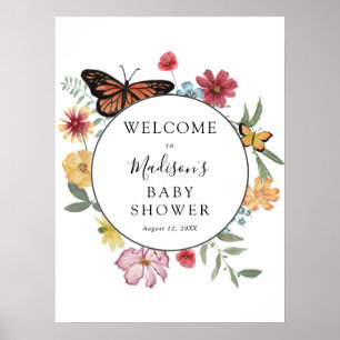 Blooming Meadow Butterfly Baby Shower Welcome Poster