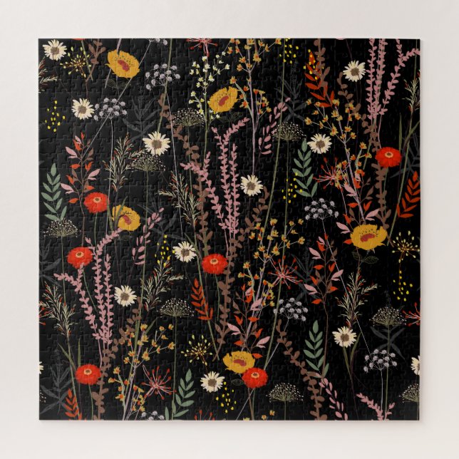 Blooming Meadow Flowers Hand Drawn Jigsaw Puzzle (Vertical)
