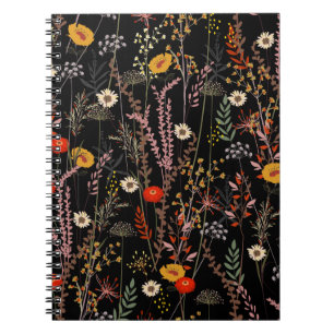 Blooming Meadow Flowers Hand Drawn Notebook