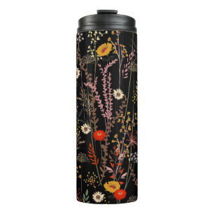 Blooming Meadow Flowers Hand Drawn Thermal Tumbler