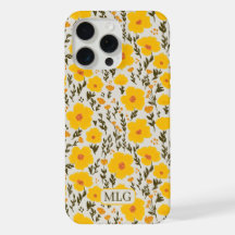 Blooming meadow yellow flowers pattern & Monogram
