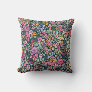 Blooming midsummer meadow seamless pattern. Plant Cushion