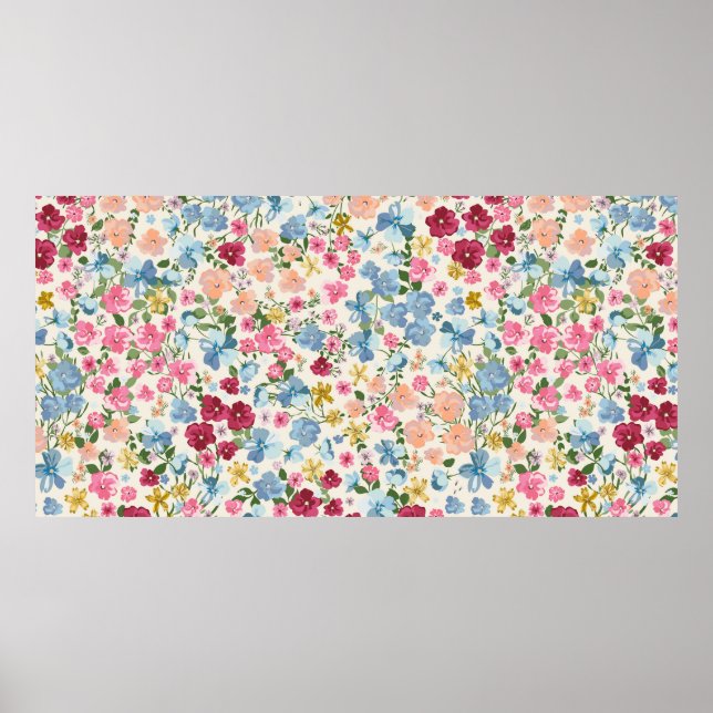 Blooming midsummer meadow seamless pattern. Plant  Poster (Front)