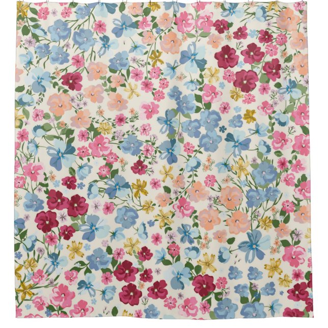 Blooming midsummer meadow seamless pattern. Plant  Shower Curtain (Front)