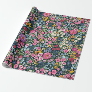 Blooming midsummer meadow seamless pattern. Plant  Wrapping Paper