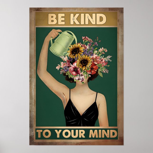 "Blooming Mind Art - Floral Mental Wellness Poster (Front)