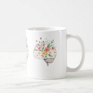 Blooming Mind - Floral Brain Illustration Coffee Mug