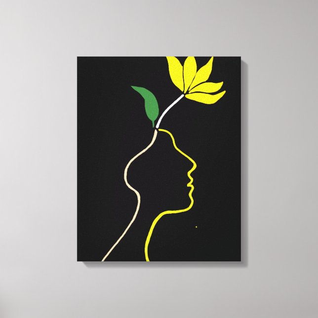 Blooming Mind – Minimalist Floral Head Design Canvas Print (Front)