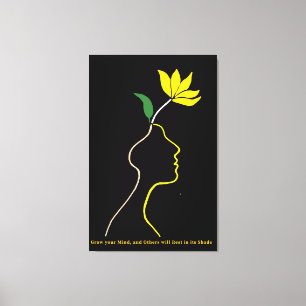 Blooming Mind – Minimalist Floral Head Design Canvas Print