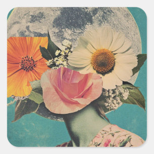 Blooming Mystery Under the Moon Square Sticker