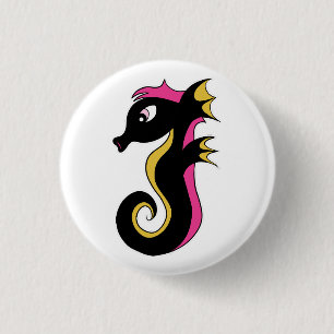 Blooming Neon Seahorse 3 Cm Round Badge