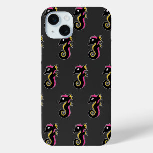 Blooming Neon Seahorse iPhone 15 Mini Case