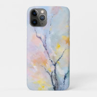 Blooming Oasis Soft Pinkish Blue Tree Nature Scene
