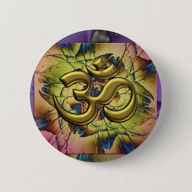 Blooming Om 6 Cm Round Badge (Front)