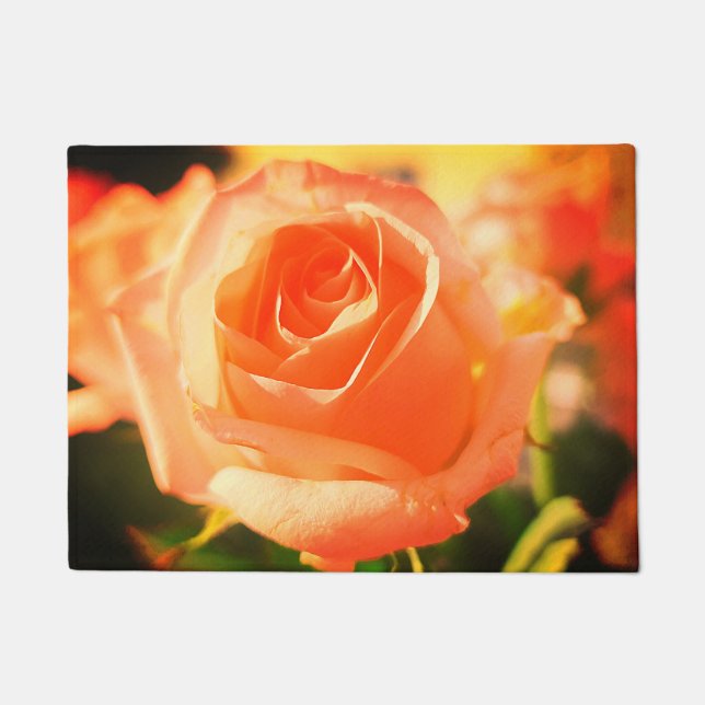 Blooming Orange Rose Doormat (Front)