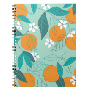 Blooming oranges in leaves. illustration notebook