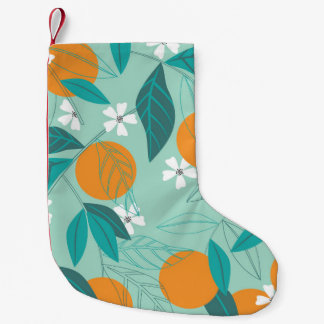 Blooming oranges in leaves. illustration small christmas stocking