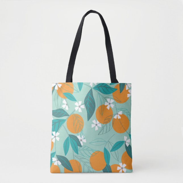Blooming oranges in leaves. illustration tote bag (Front)