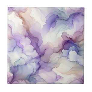 Blooming Orchid Purple Watercolor Abstract Art Tile