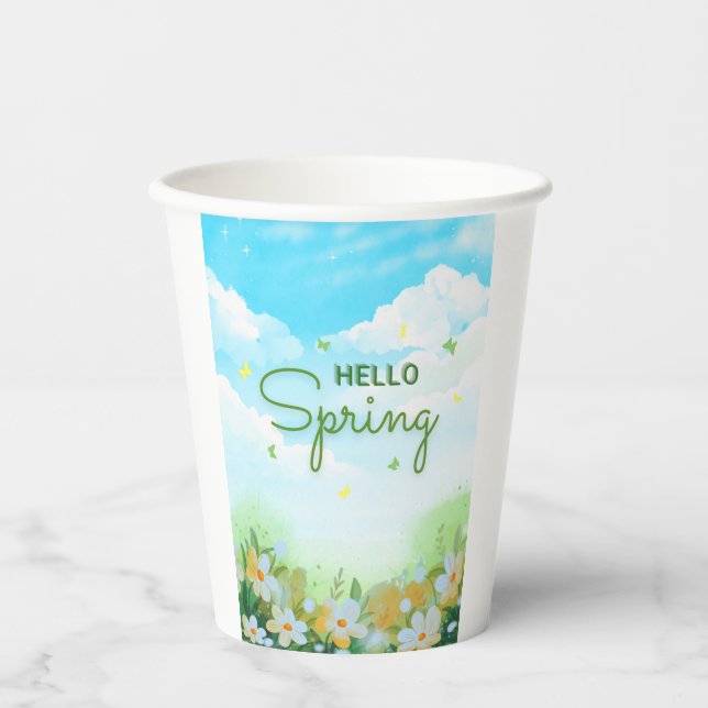 Blooming Paper Cups for Party: Hello Spring (Front)