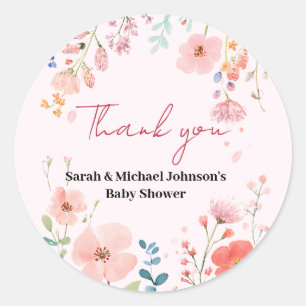 Blooming Path Baby Shower Classic Round Sticker