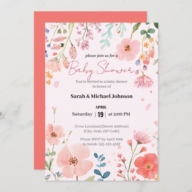 Blooming Path Baby Shower Invitation (Front/Back)
