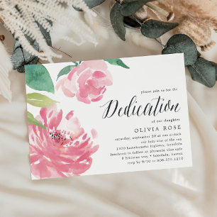 Blooming Peony   Baby Dedication Invitation