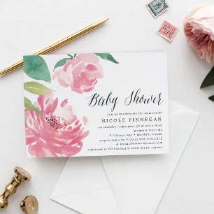 Blooming Peony Baby Shower Invitation