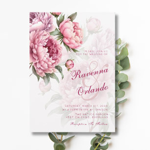 Blooming Peony Botanical Romance Art Wedding Invitation