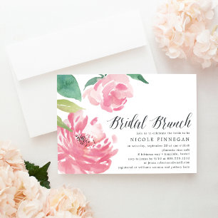 Blooming Peony   Bridal Brunch Invitation