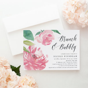 Blooming Peony   Bridal Shower Brunch Invitation