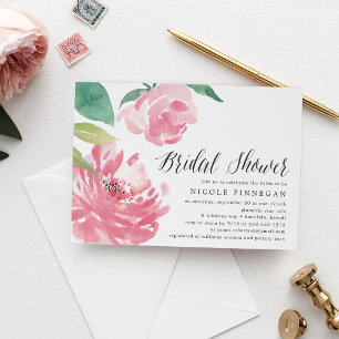 Blooming Peony   Bridal Shower Invitation