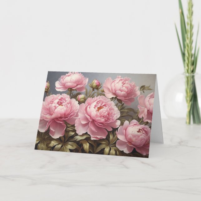 Blooming Peony Flowers  Card (Front)