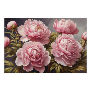 Blooming Peony Flowers  Poster