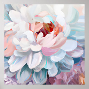 Blooming Peony Pastel Colours Poster