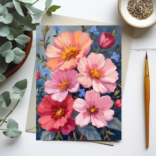 Blooming Petals Floral Watercolor Painting Postcard