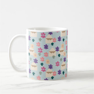 Blooming Petals Pattern with Envelopes Coffee Mug