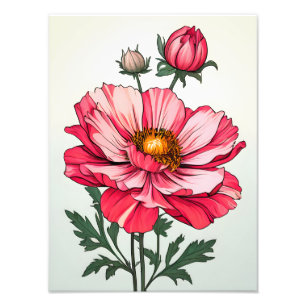 Blooming Pink Daisy Cheerful Floral Design Photo Print
