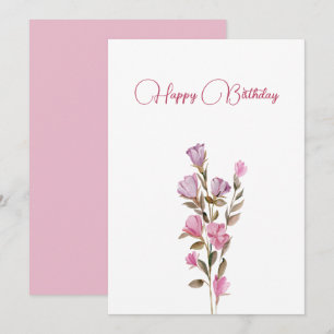 Blooming pink flower holiday card