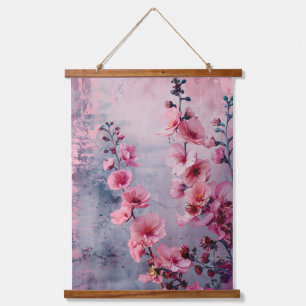 Blooming Pink Flowers Hanging Tapestry